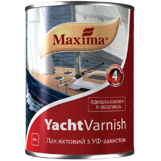  Зображення Лак яхтний MAXIMA "Yacht varnish" алкідно-уретановий Матовий 0.75л 